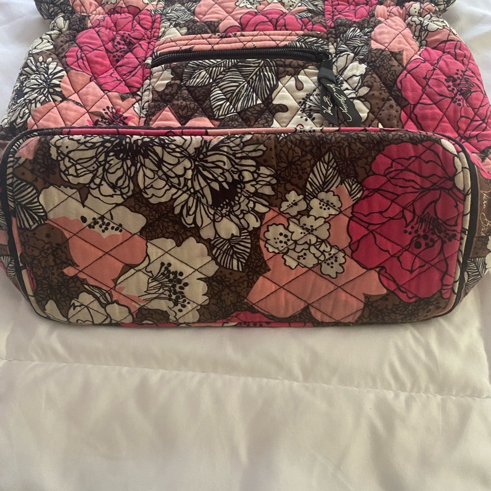 Vera Bradley retired mocha rouge shoulder bag pink, brown, white floral pattern - Picture 8 of 16